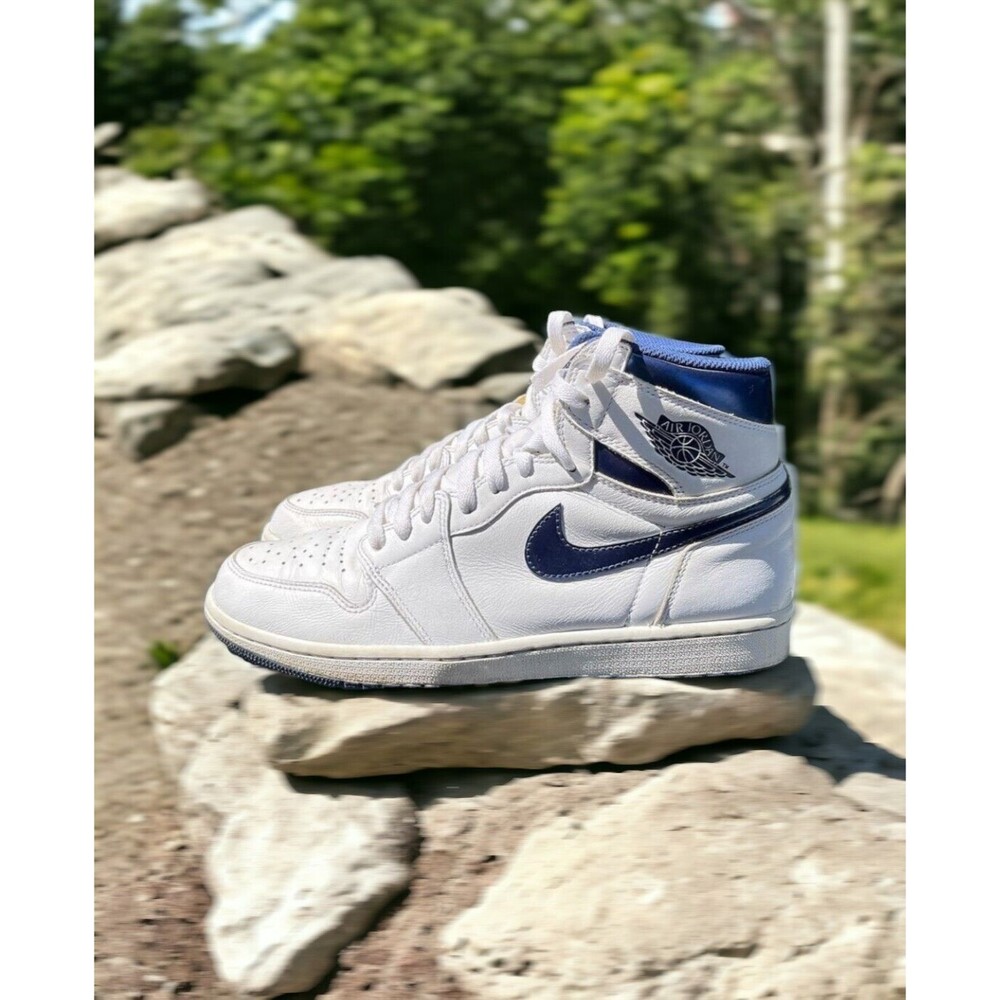 US 9.5 Nike Air Jordan 1 Retro High OG Metallic Navy Blue 2016 - White Mens